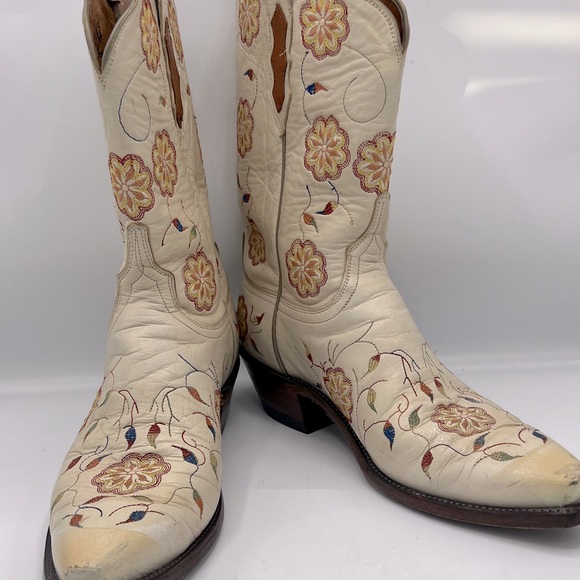 Lucchese Shoes - 1883 Vintage Lucchese Floral Embroidered Cowboy Boots